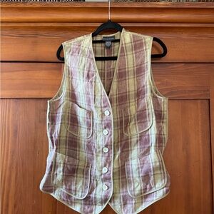 Vintage Banana Republic linen plaid vest